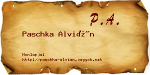 Paschka Alvián névjegykártya